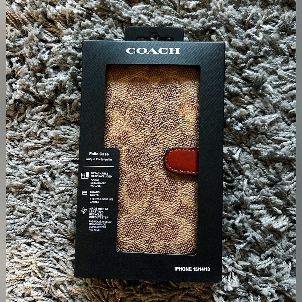 Genuine leather Coach iPhone case for 15/14/13